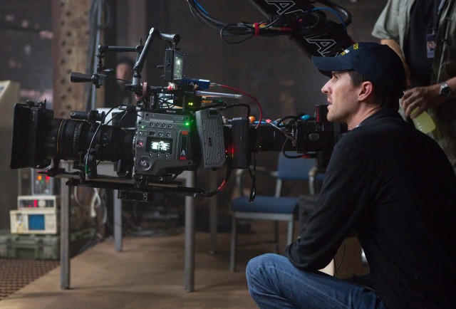 Director Joe Kosinski with F65 on set of "Oblivion." Photo © David James, Universal  Pictures 