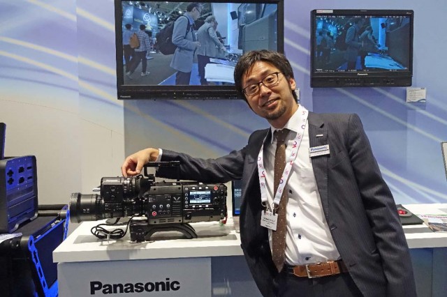 Takahiro Mitsui, Panasonic VariCam Engineer at IBC 2014 with VariCam 35