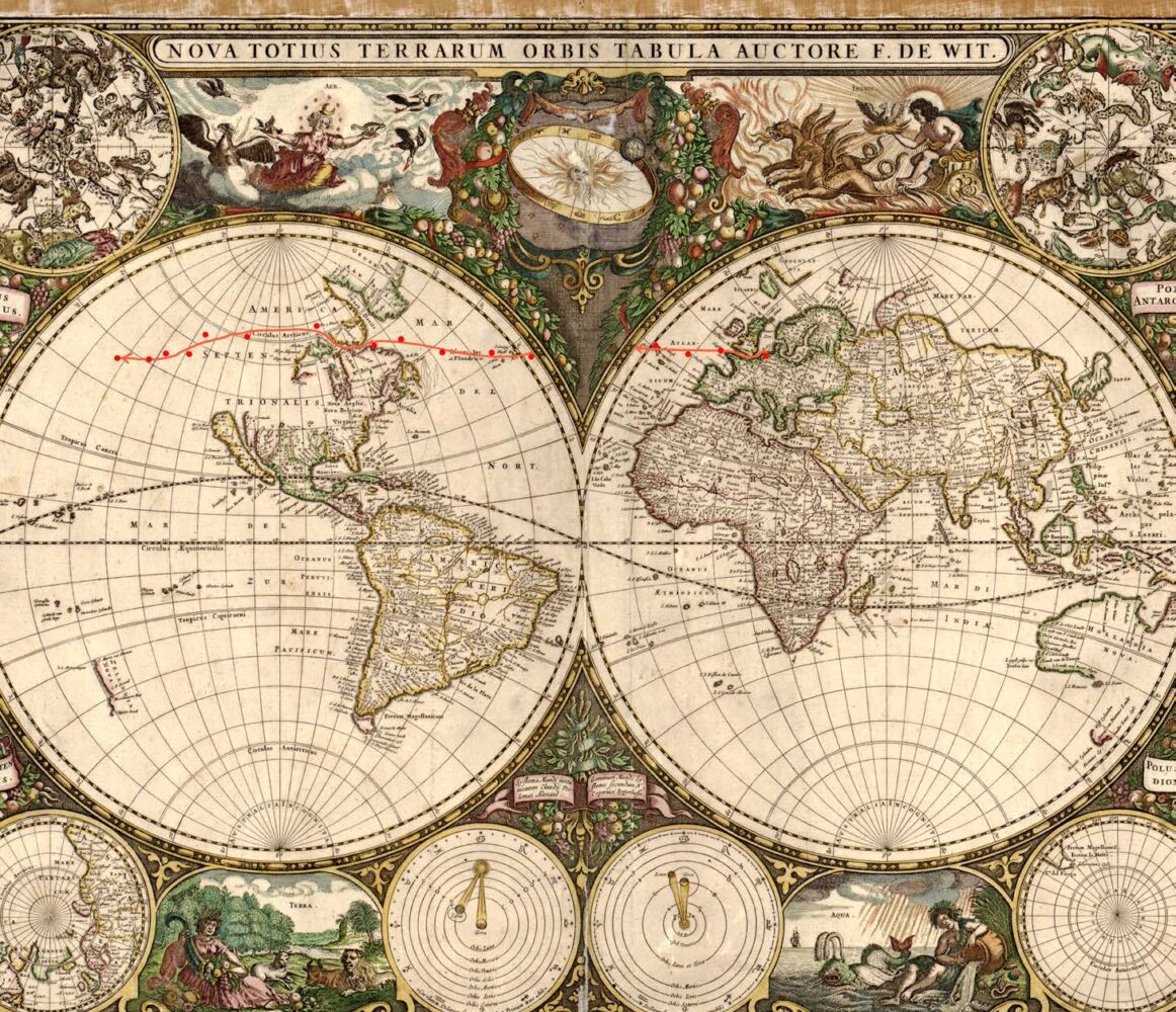 Frederik De Wit, 1660 map.Nova Totius Terrarum Orbis Tabula. Amsterdam: Frederick de Wit in de Calverstraet in de Witte Paskaert. Library of Congress.