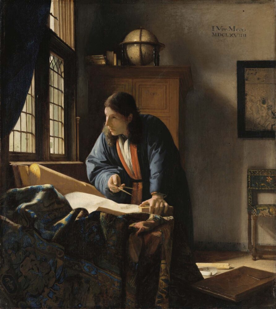 Johannes Vermeer The Geographer 1668. Oil on canvas53 x 46.6 cm (20.8 x 18.3 in. Städel Museum, Frankfurt